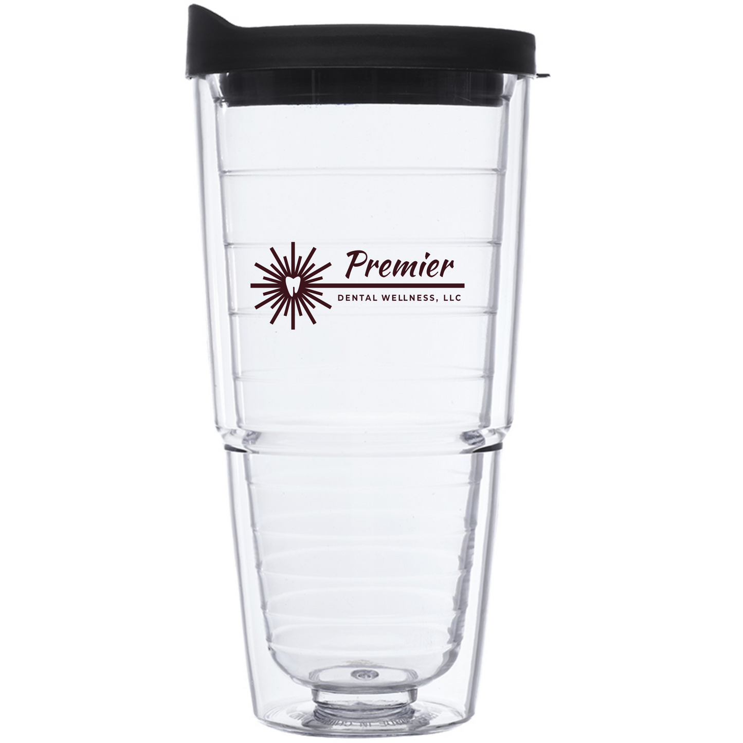 GA 24 Oz Clear Orbit Tumbler With Colored Lid and Straw