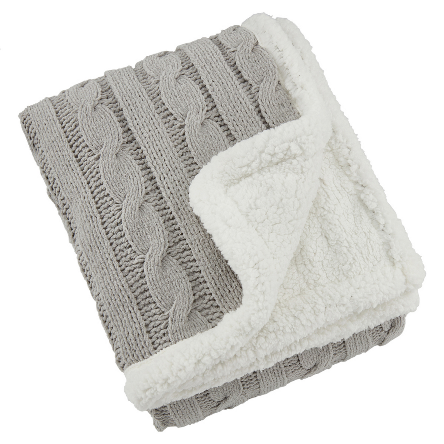 SGA Cable Knit Chenille Sherpa Throw Blanket