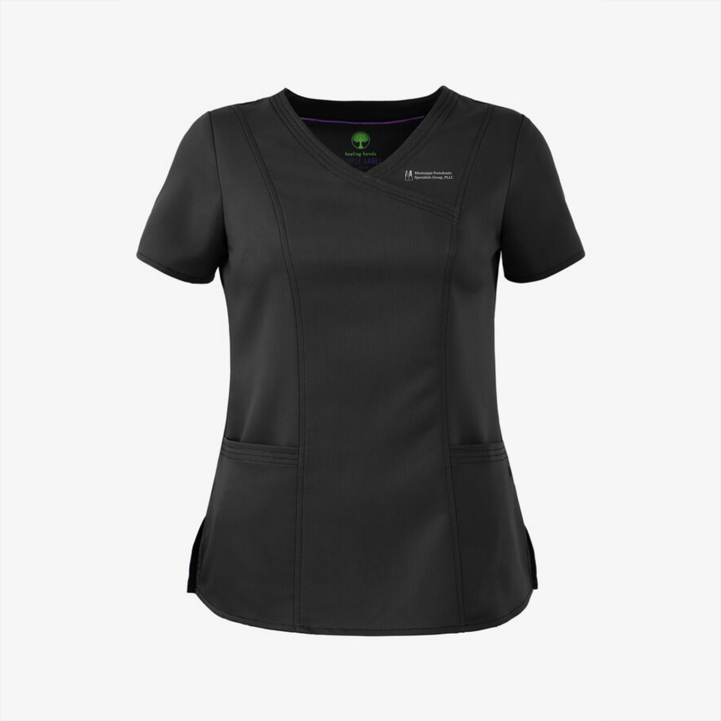 MS PERIO Healing Hands Women's Mock Cross Over Scrub Top