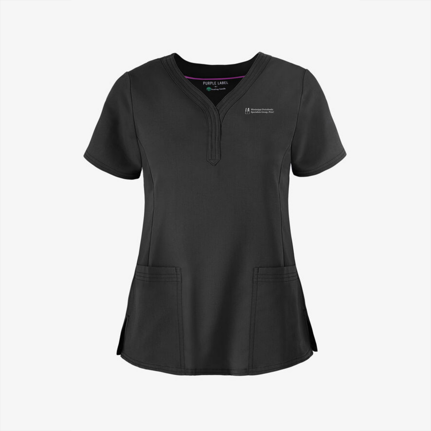 MS PERIO Healing Hands Women's Triple-Needle Stitching Scrub Top