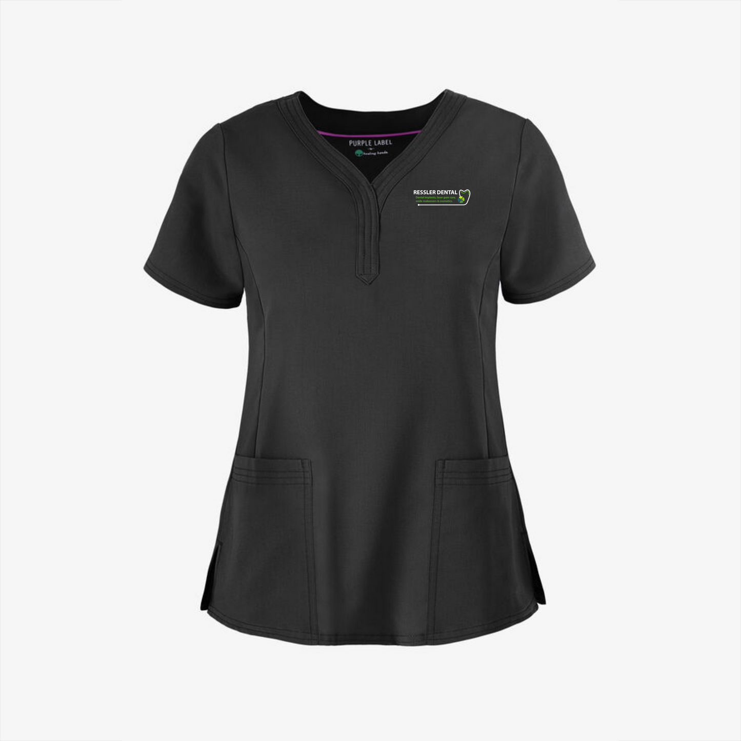 RESSLER DENTAL Healing Hands Women's Triple-Needle Stitching Scrub Top