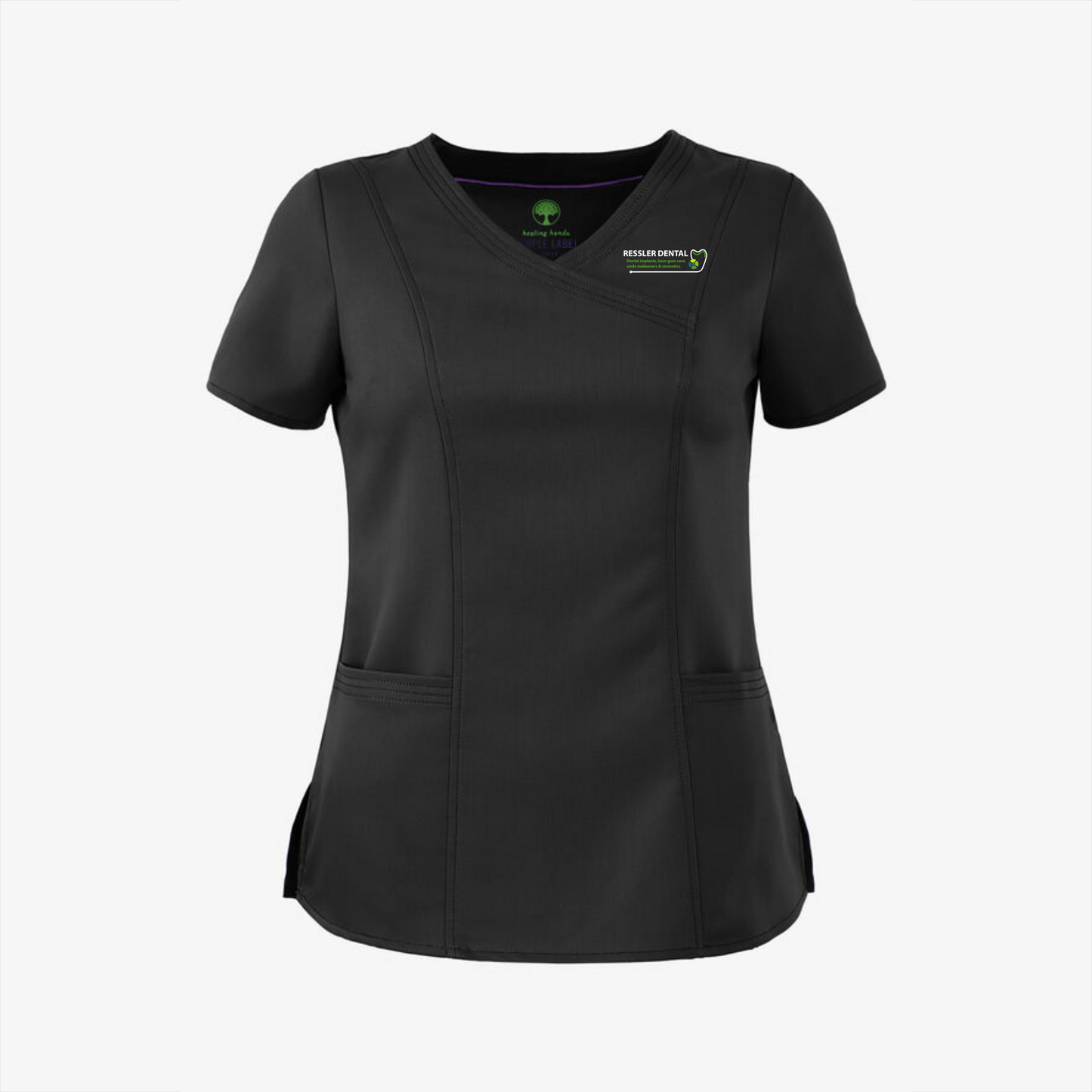 RESSLER DENTAL Healing Hands Women's Mock Cross Over Scrub Top