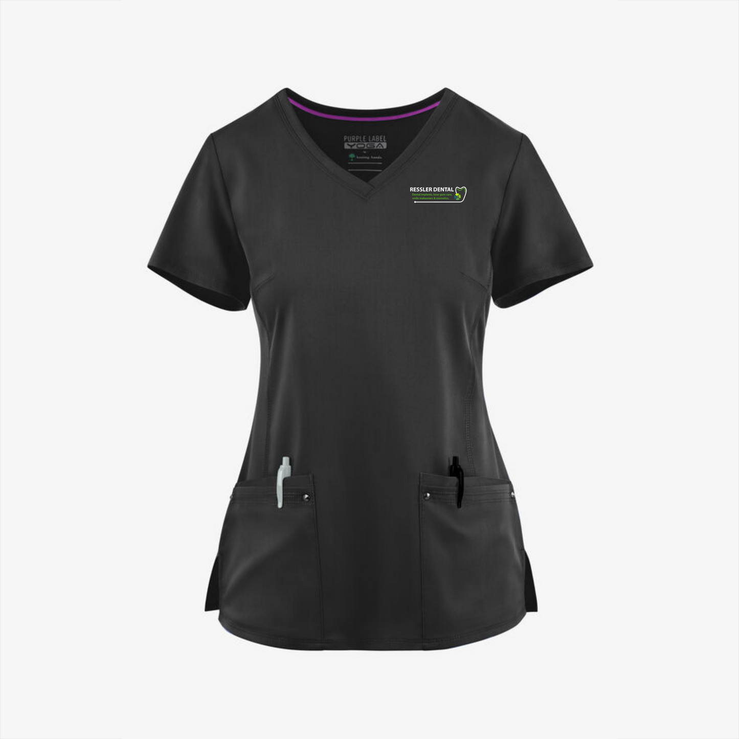 RESSLER DENTAL Healing Hands Women's Stylish V-Neck Scrub Top