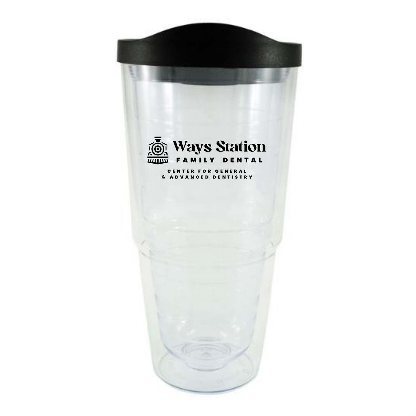 GA 24 Oz Clear Orbit Tumbler With Colored Lid and Straw