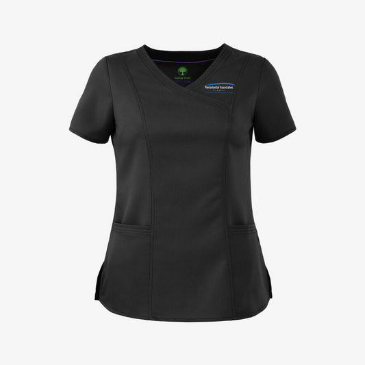 PERIO MEMPHIS Healing Hands Women's Mock Cross Over Scrub Top