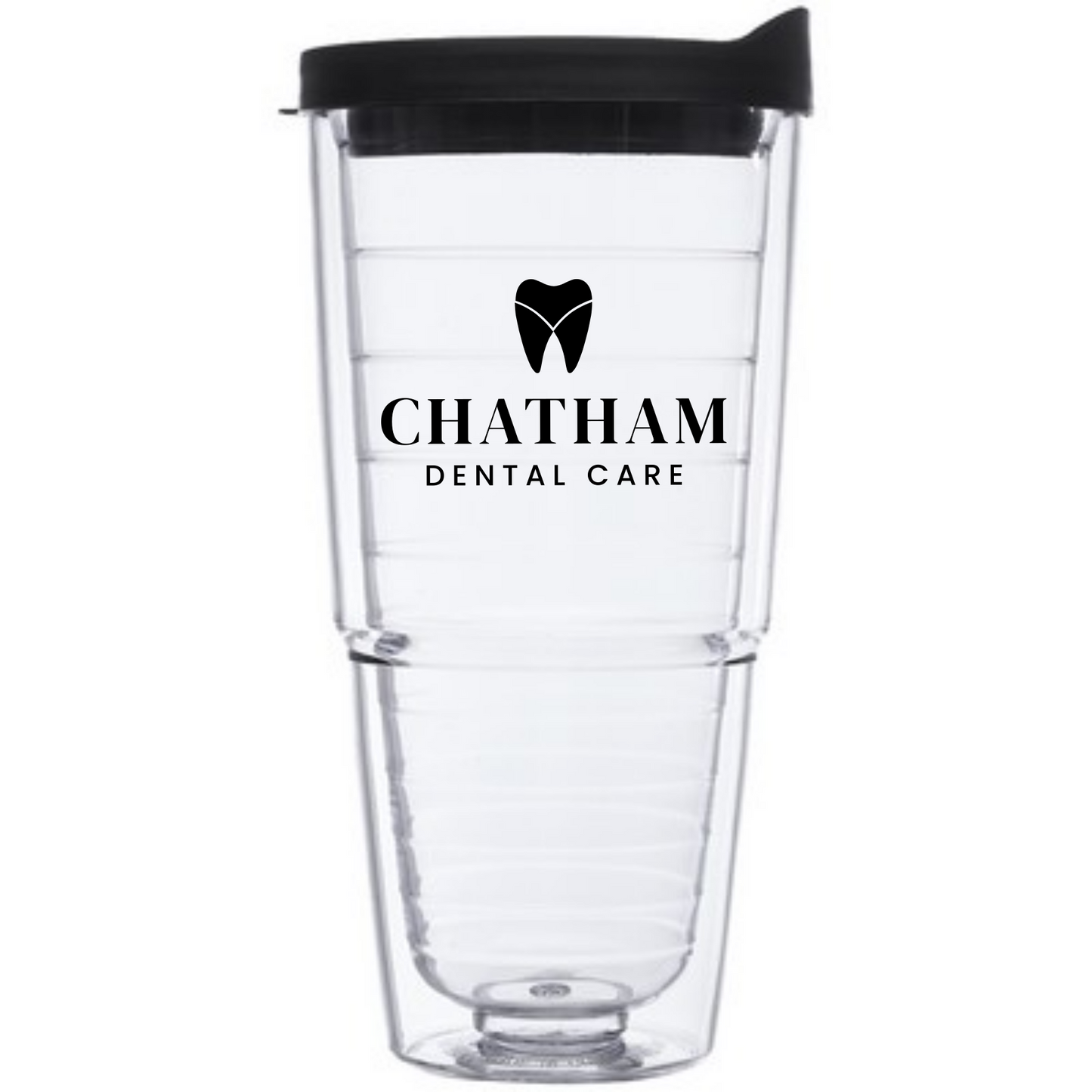 GA 24 Oz Clear Orbit Tumbler With Colored Lid and Straw